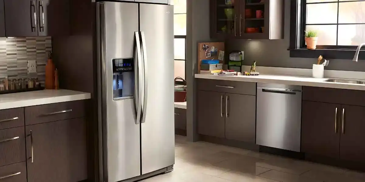 refrigerator with stainless steel sides